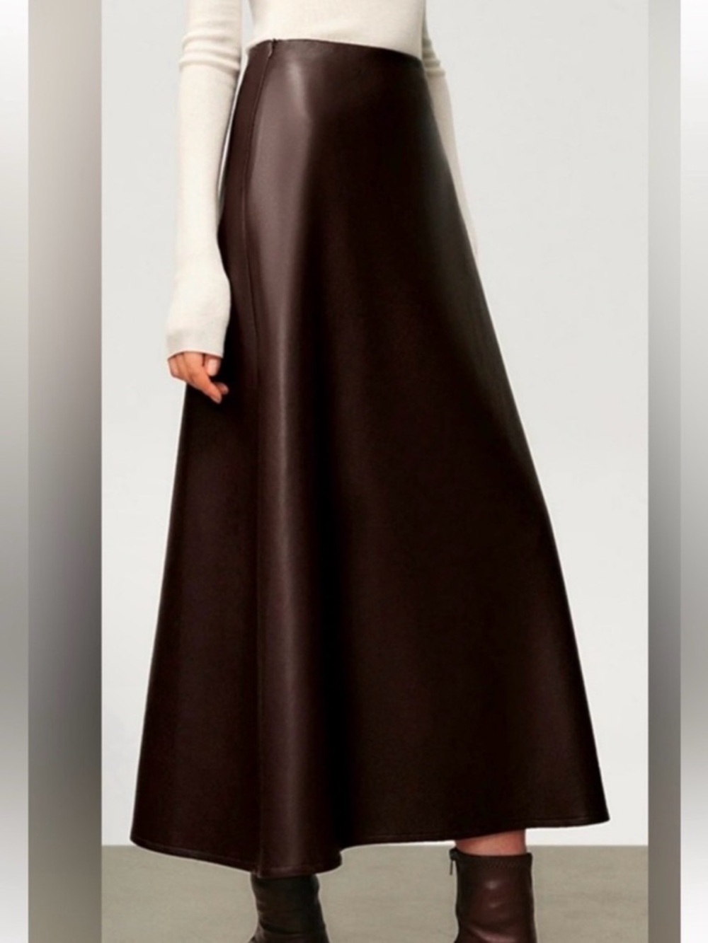 Commense Faux Brown A-Line Skirt